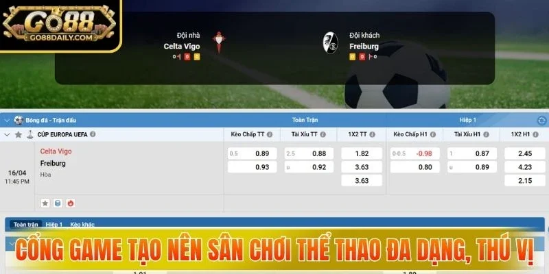Cổng game tạo nên sân chơi thể thao đa dạng, thú vị