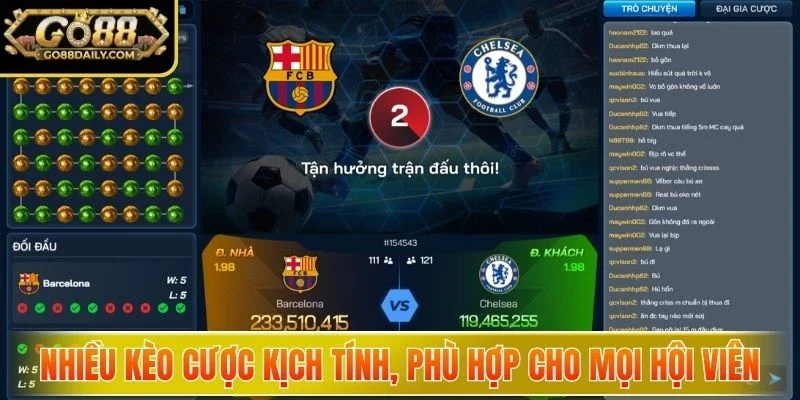 Nhiều kèo cược kịch tính, phù hợp cho mọi hội viên