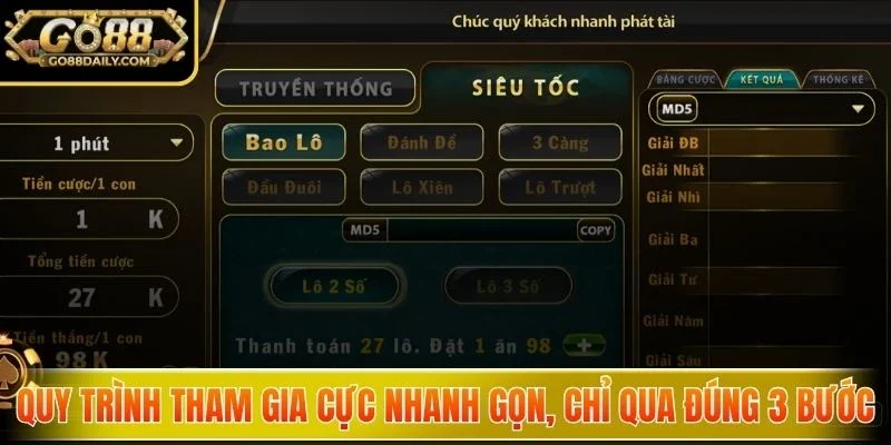 Quy trình tham gia cực nhanh gọn, chỉ qua đúng 3 bước