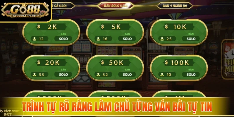 Trình tự rõ ràng làm chủ từng ván bài tự tin